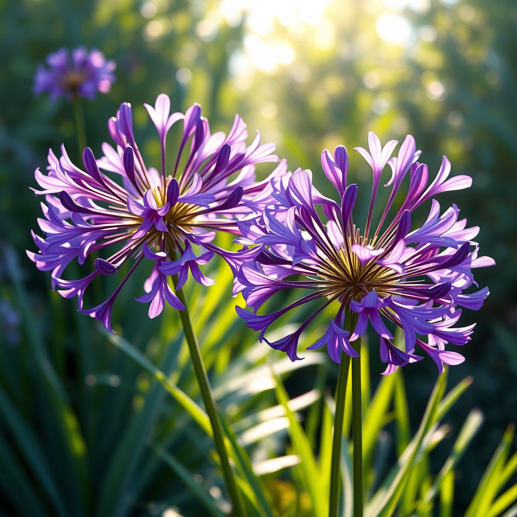 Purple Agapanthus Flowers in Anime Watercolor Style