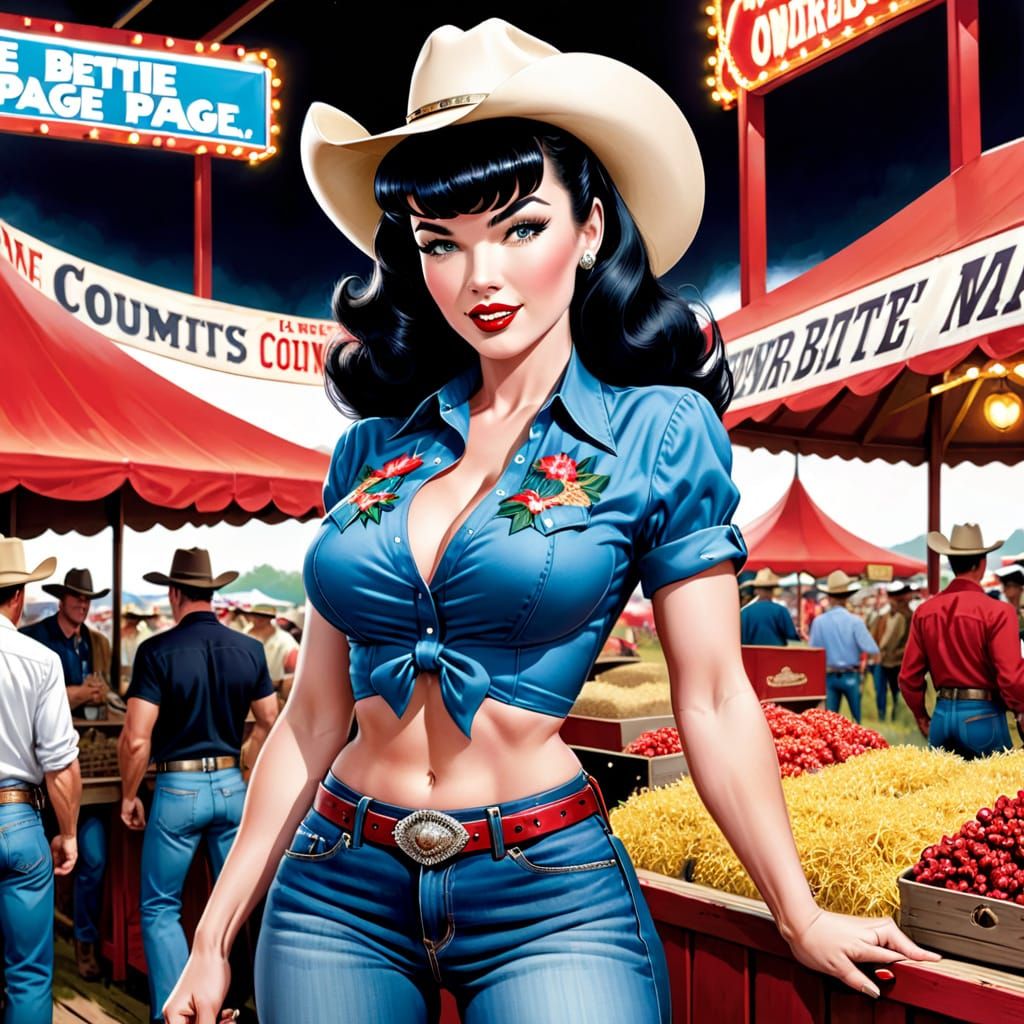 Bettie Page at the County Fair Comic Book Art