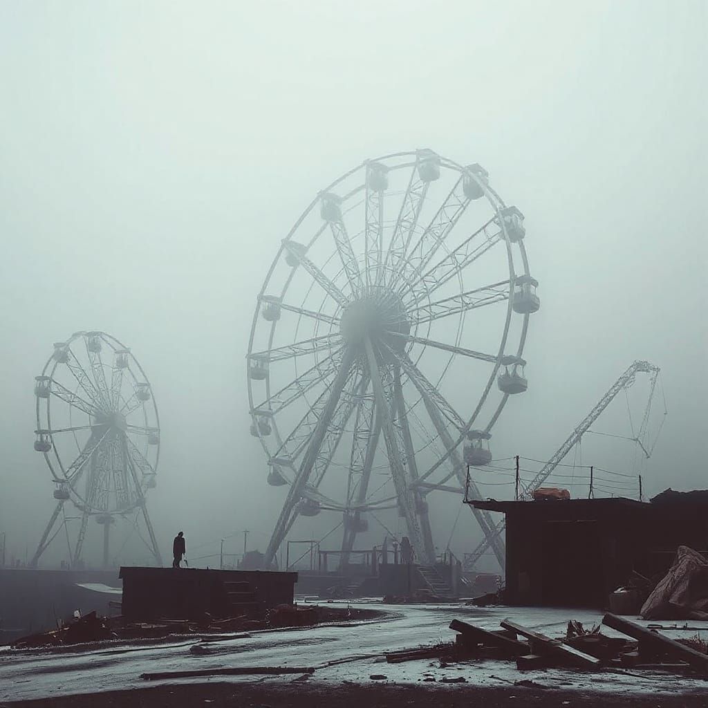 Dystopian Ferris Wheel Horror Scene