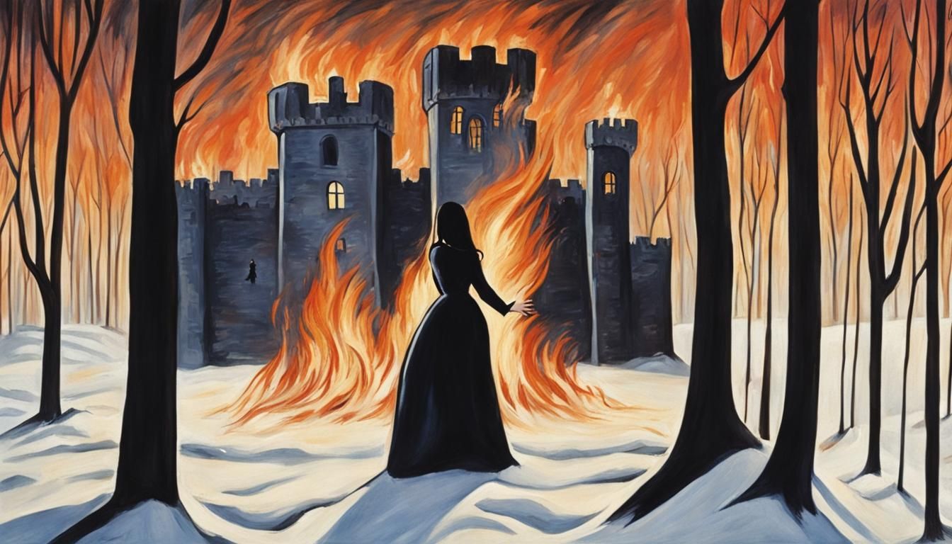 Brunette Women Attack Castle in Munch Style