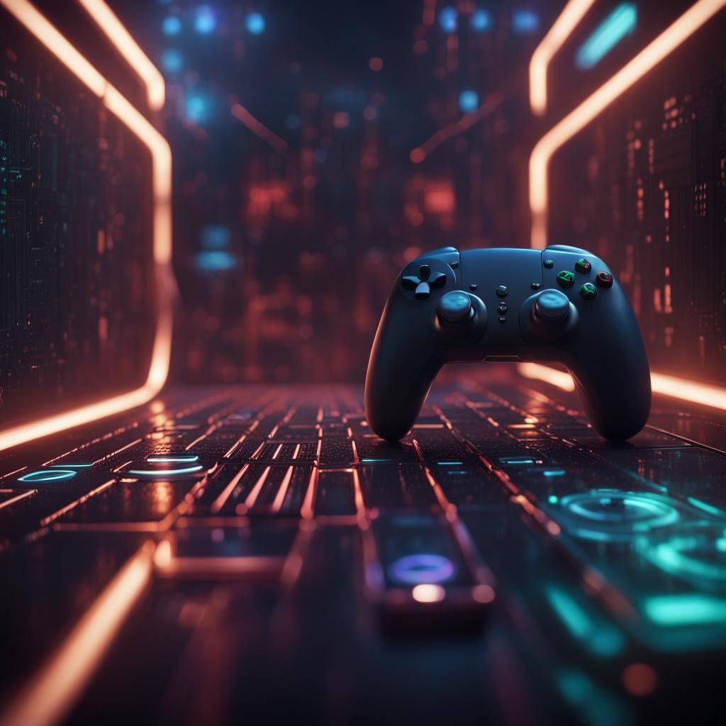 Gaming Controller in Matrix Style: Digital Art