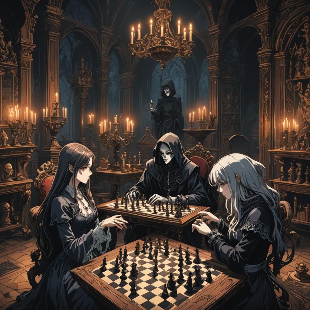 Life and Death Play Chess in Anime Style