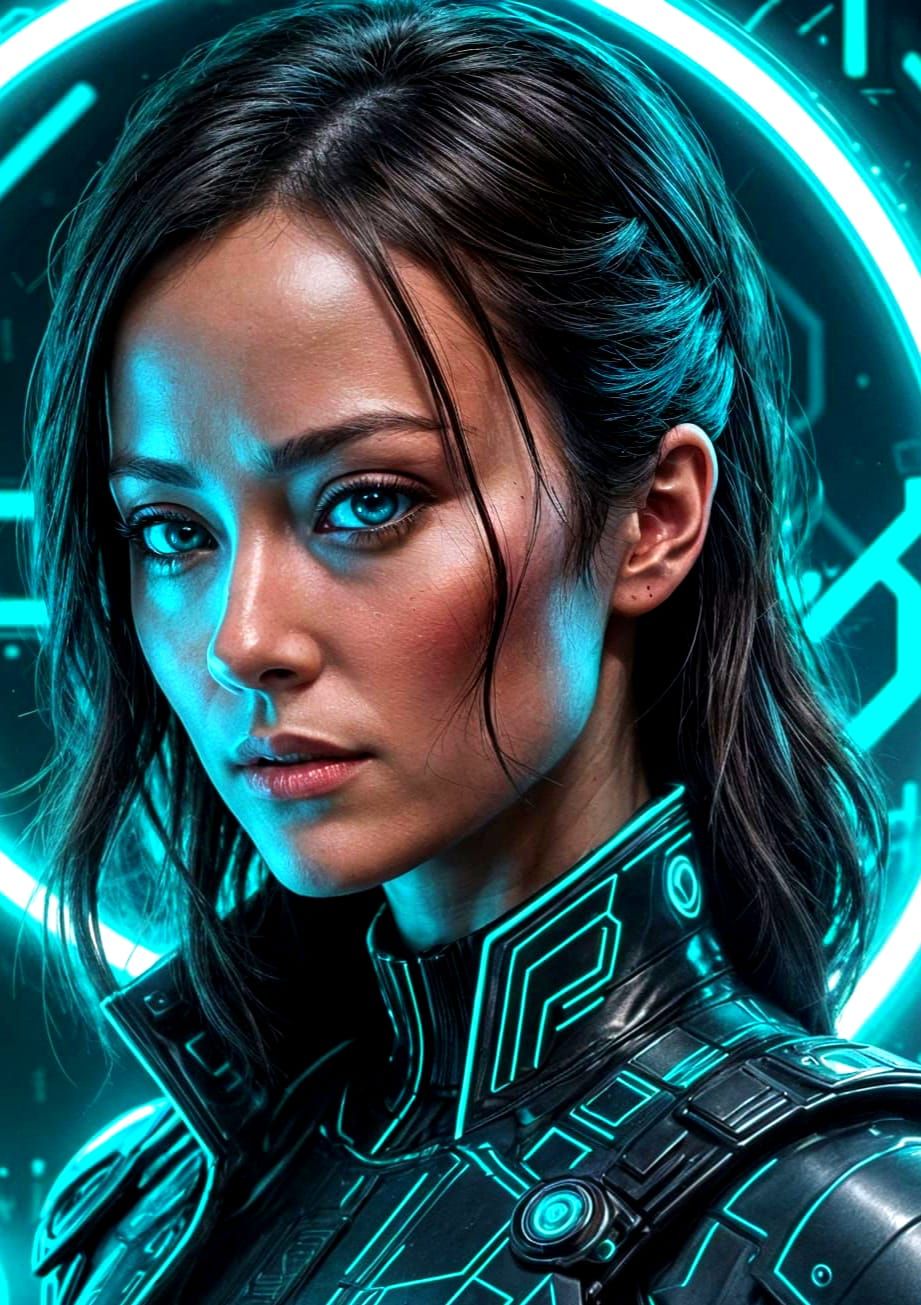 Tron Legacy Movie Poster: Quorra in Cyberpunk Style