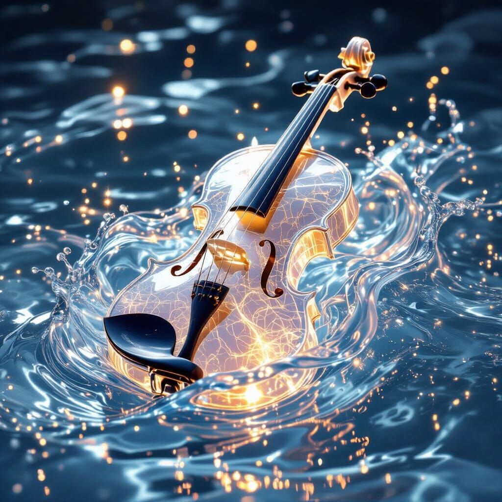 Ocean Wave Violin With Liquid Light Strings