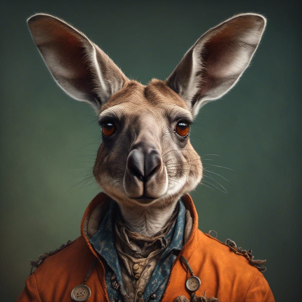 Eccentric Kangaroo Portrait in Illusional Style