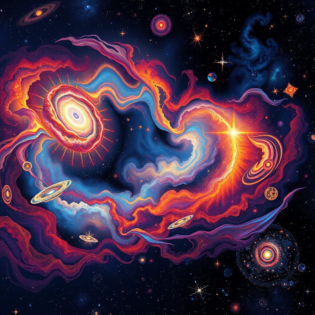 Cosmic Tapestry Unfolds in Vibrant, Iridescent Hues