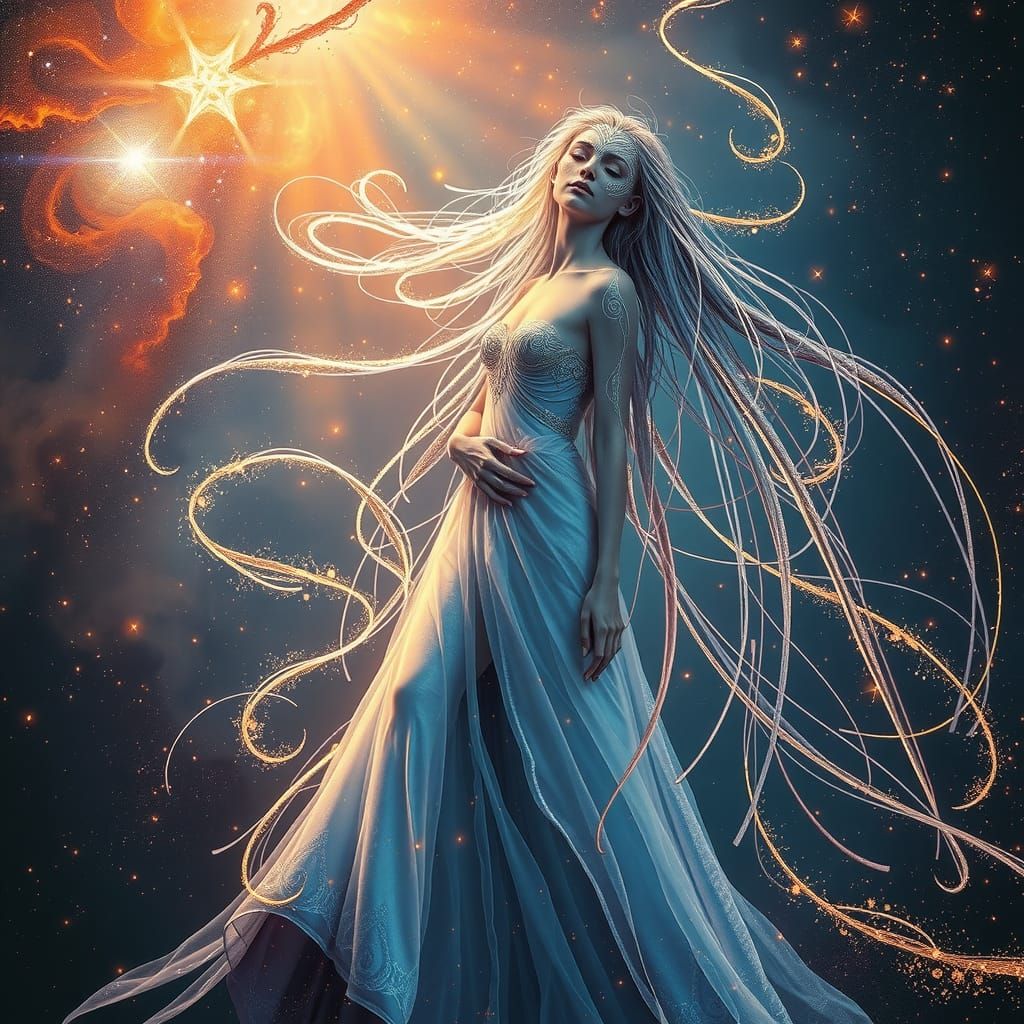 Celestial Ent Goddess in Holographic Nebula