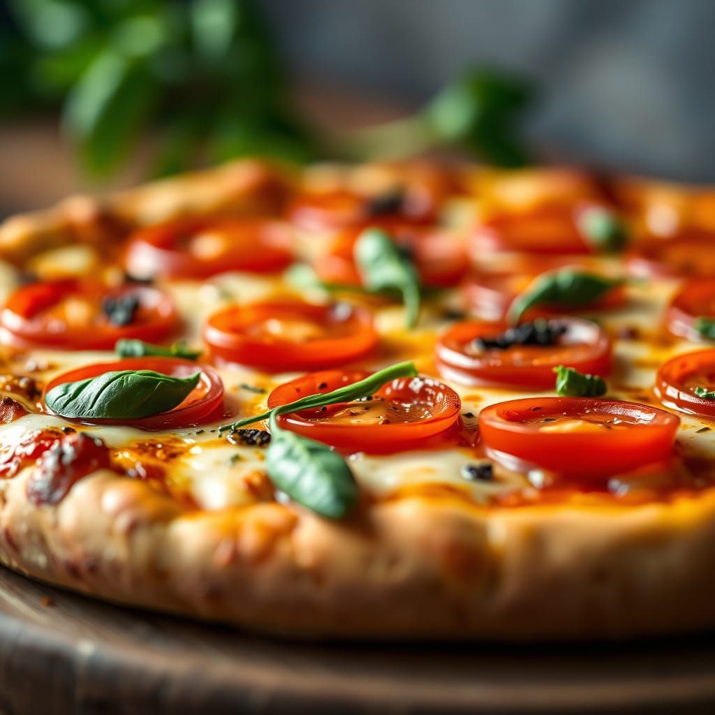 Savory Pizza Details in Vibrant Colors