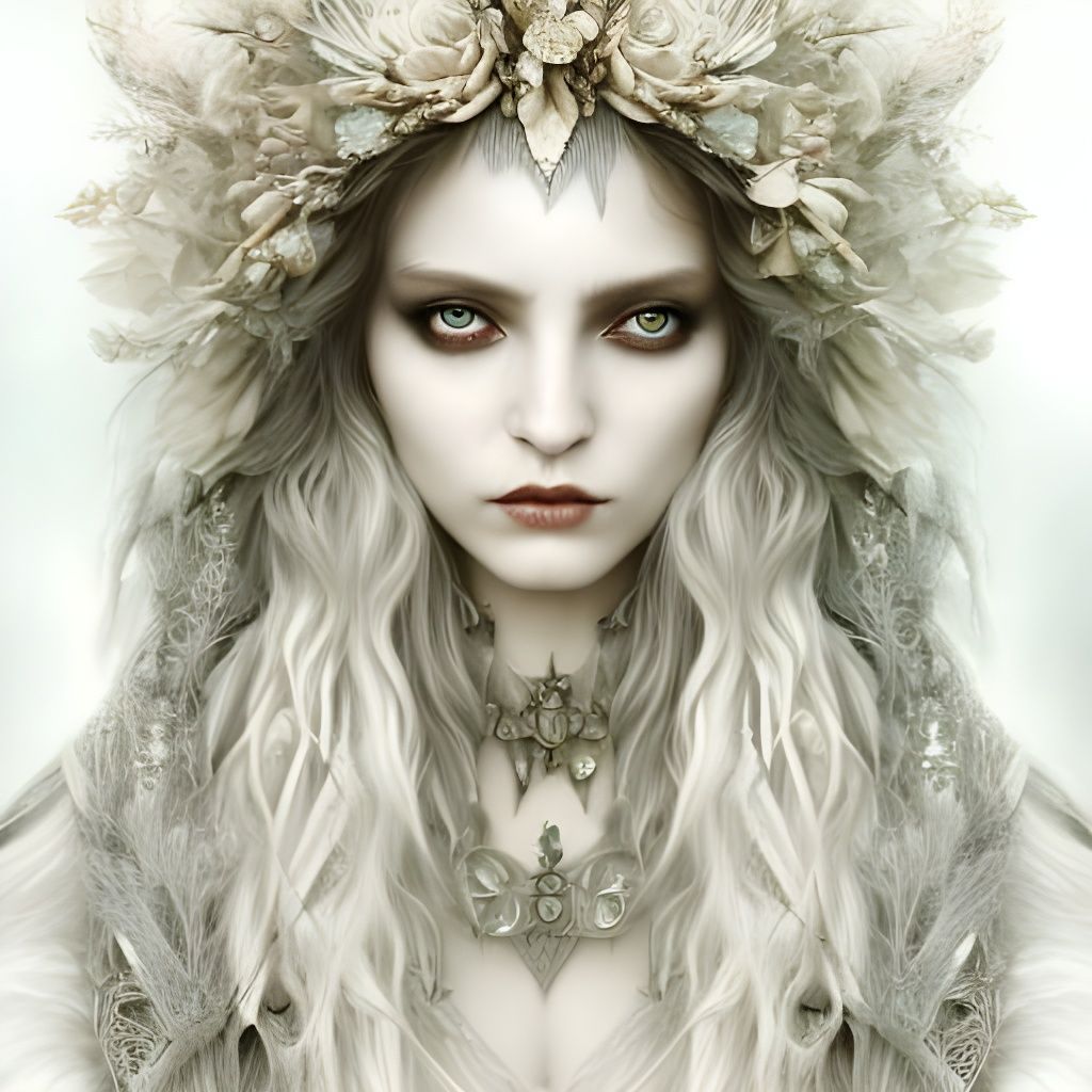 Winter Witch Goddess in Vaporwave Style