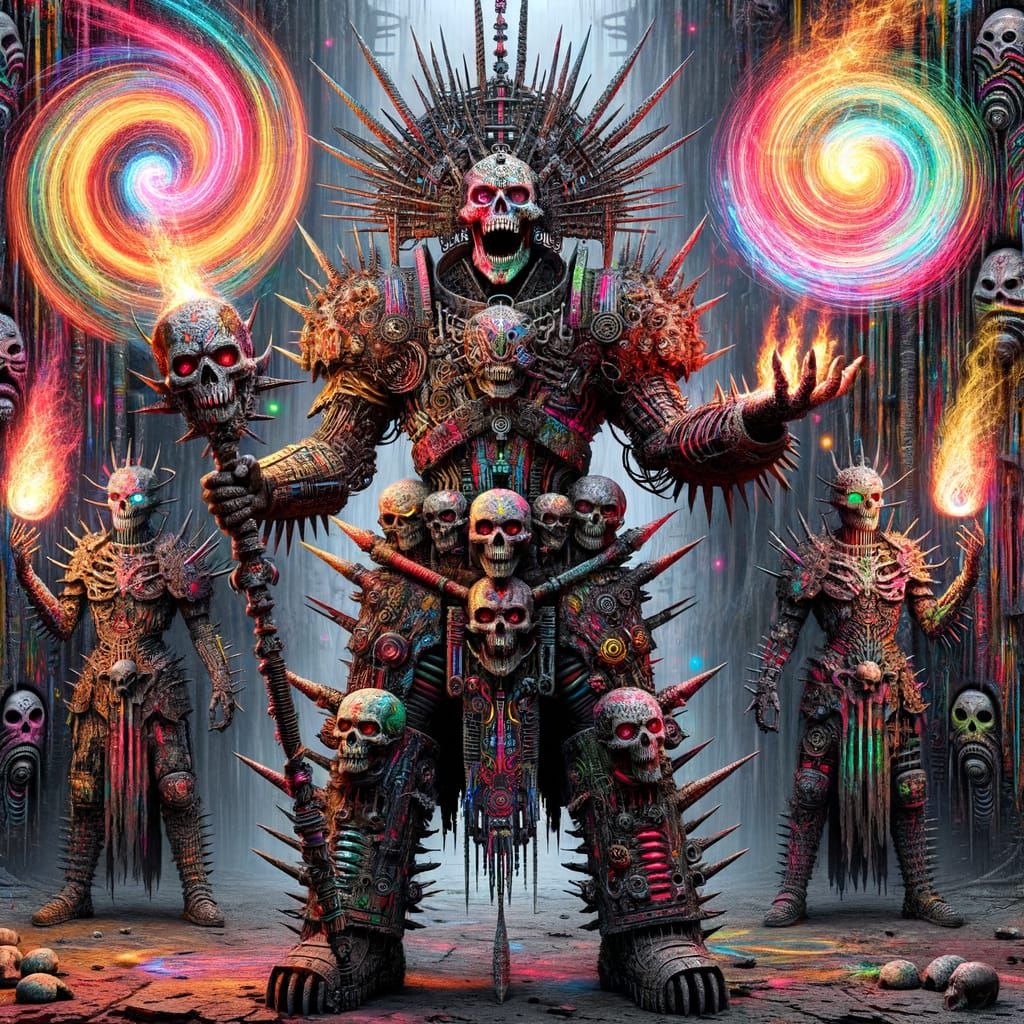 Epic Cyberpunk Warlord in Post-Apocalyptic Futuristic Scene