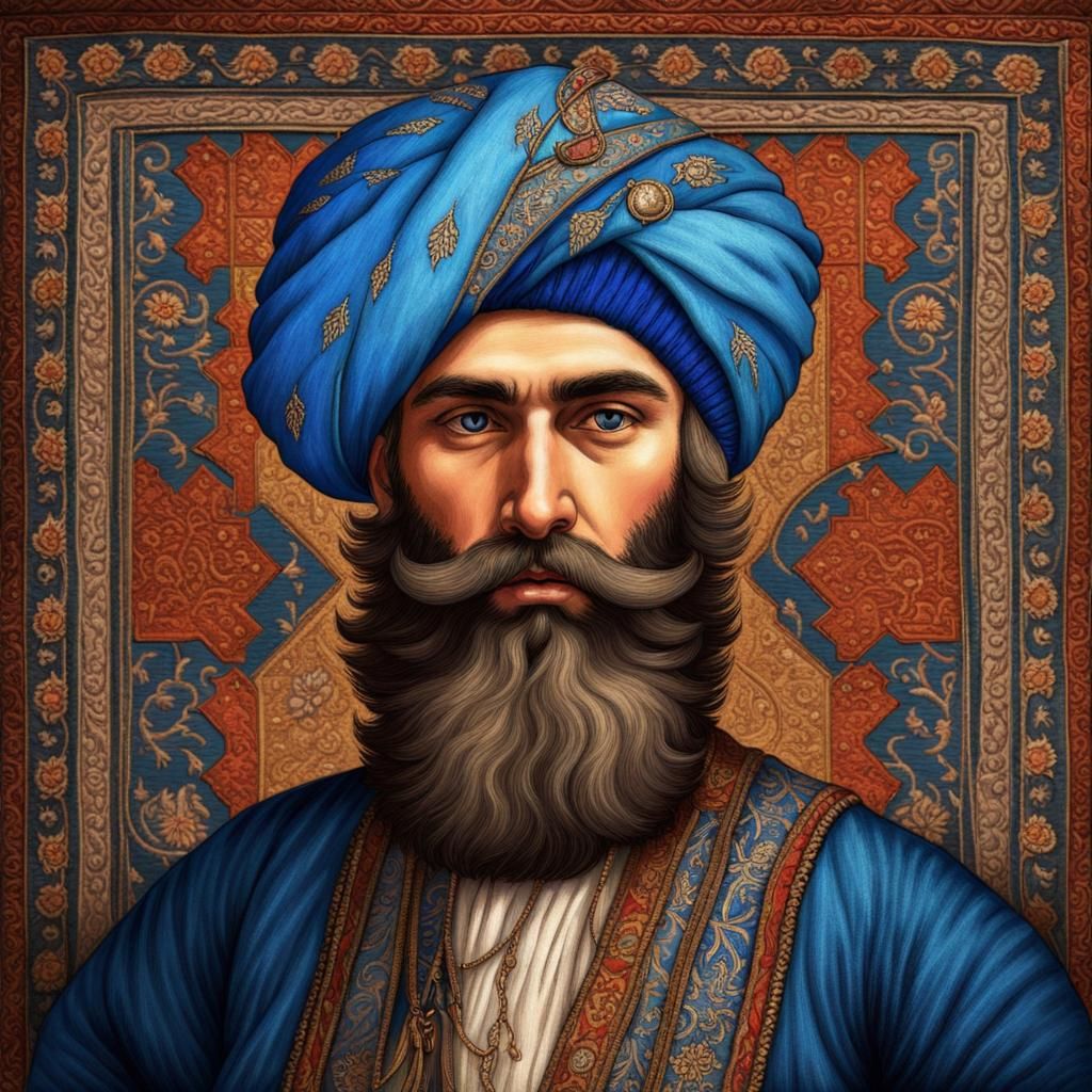 Bearded Turk in Ottoman Costume: Digital Illustration