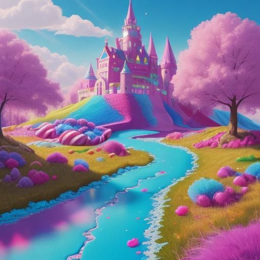 Pug in Candyland: Vibrant Digital Art