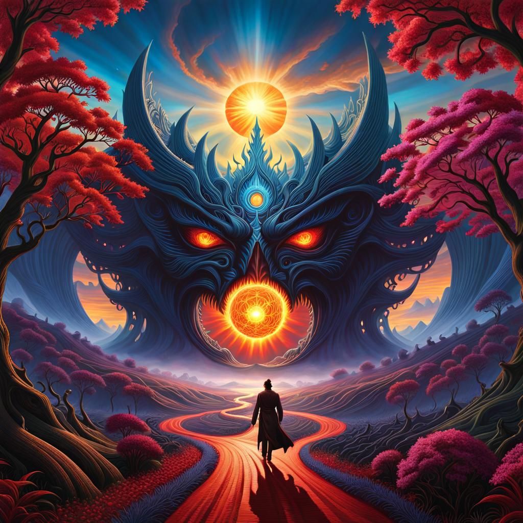 Surreal Biohazard Landscape with Demonic Portal in the Dista...