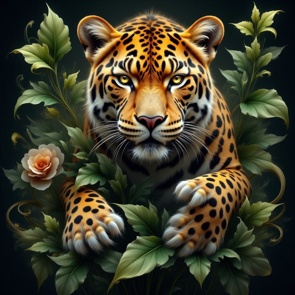 Majestic Jaguar in Wildlife Art Style