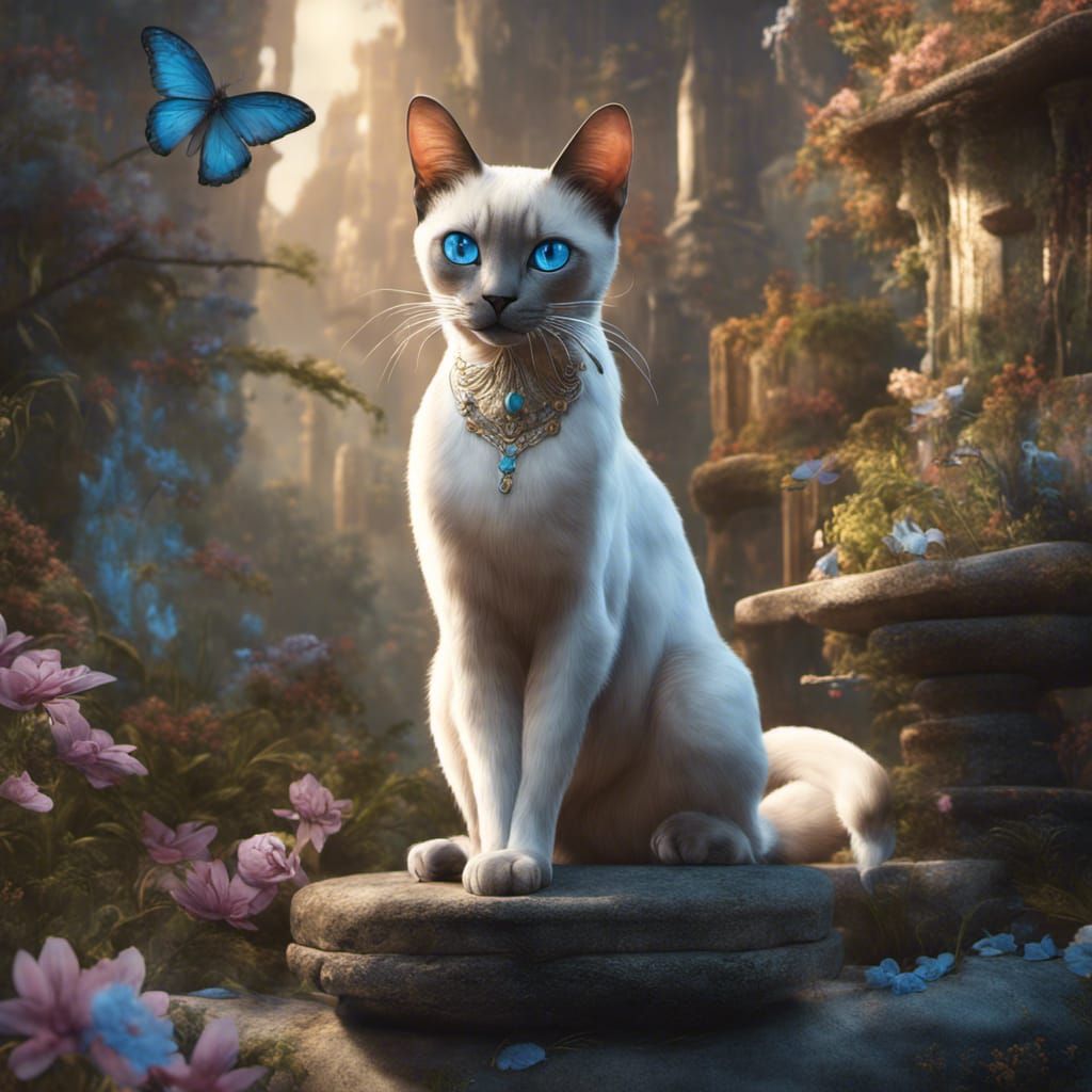 Sealpoint Siamese Cat with Blue Eyes in Detailed Matte Style