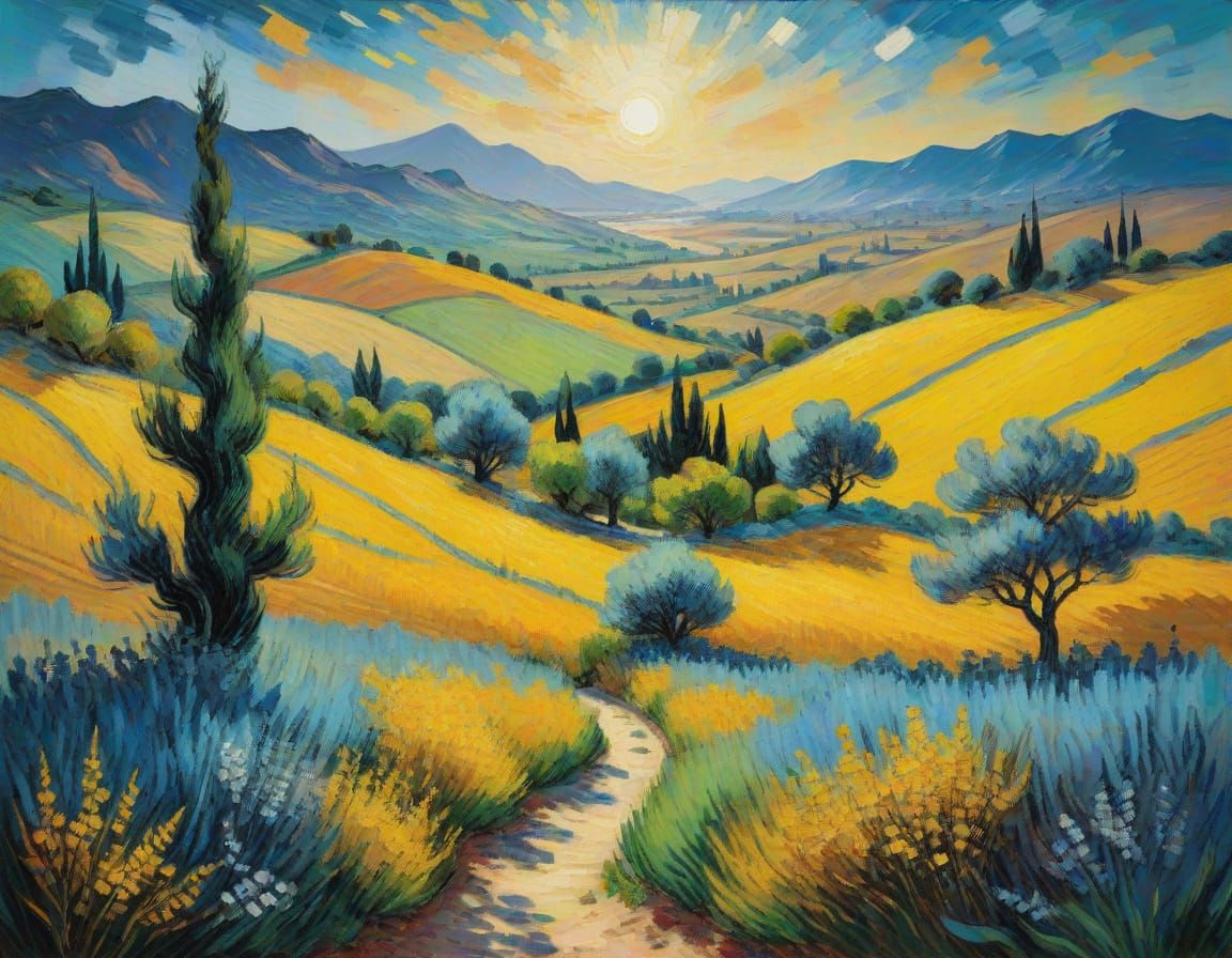 Surreal Israelite Landscape in Neo-Impressionist Style