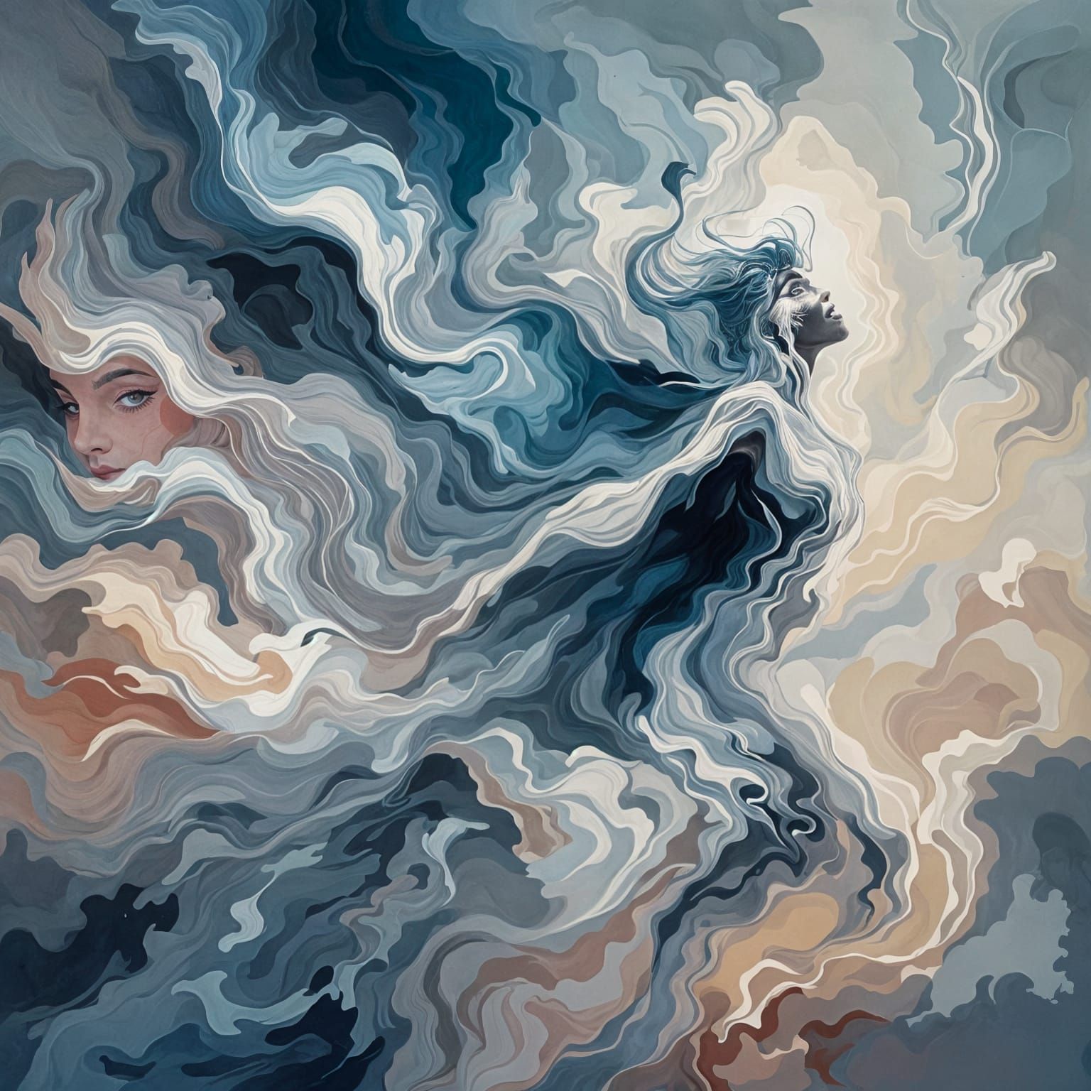 Surrealist Sorceress Portrait with Soft Gradients