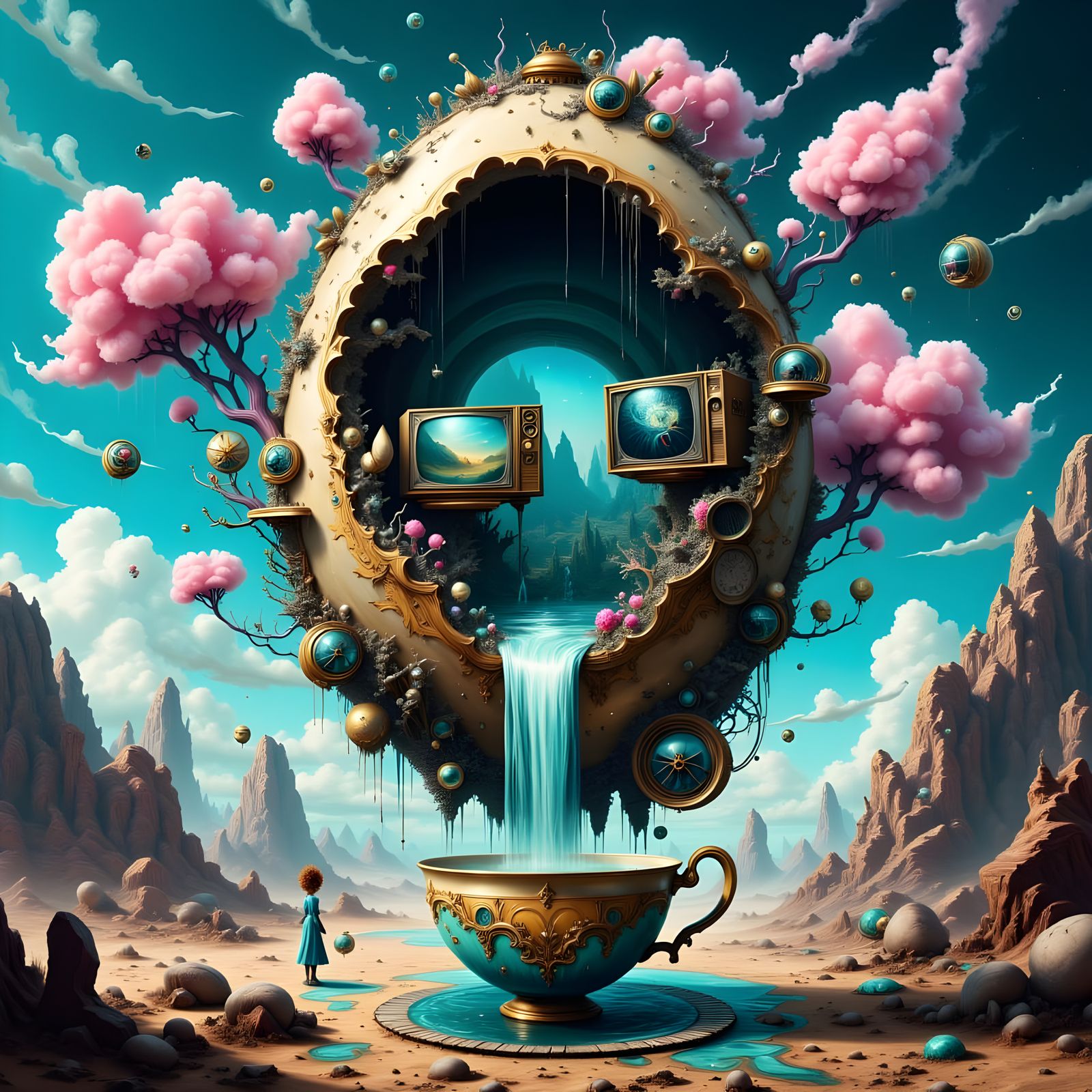 Surreal Terraforming Egg in Glitchpunk Dreamscape