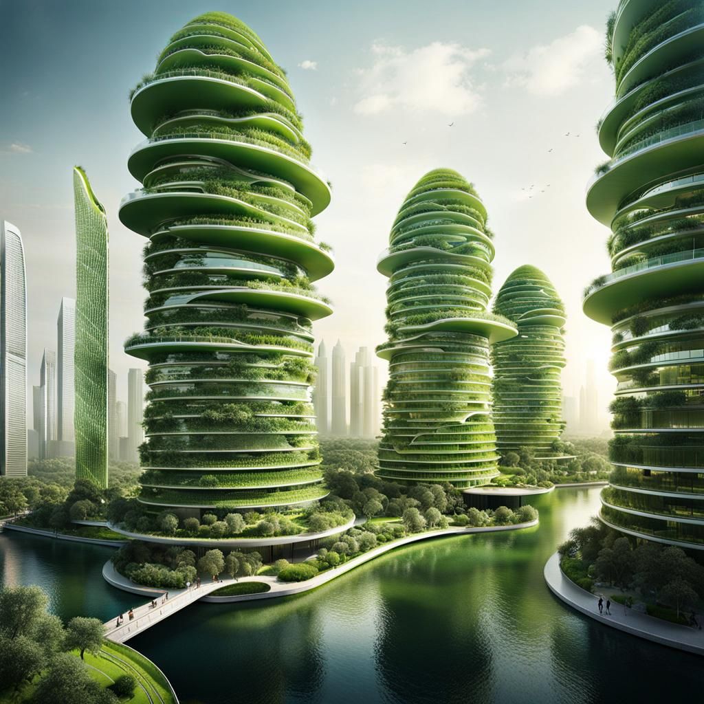 AI-Generated Sustainable Utopian City of the Future
