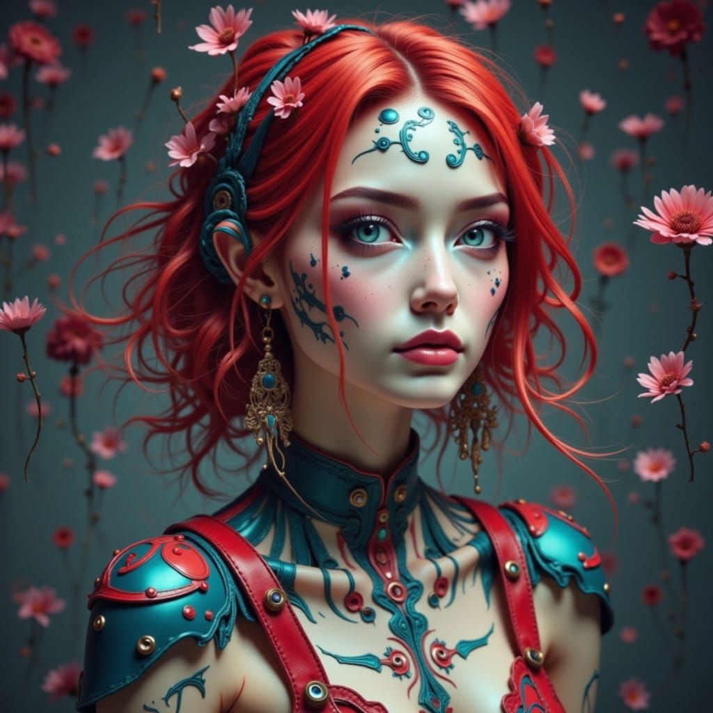 Man with Uncertain Expression in Digital Shimmer Style