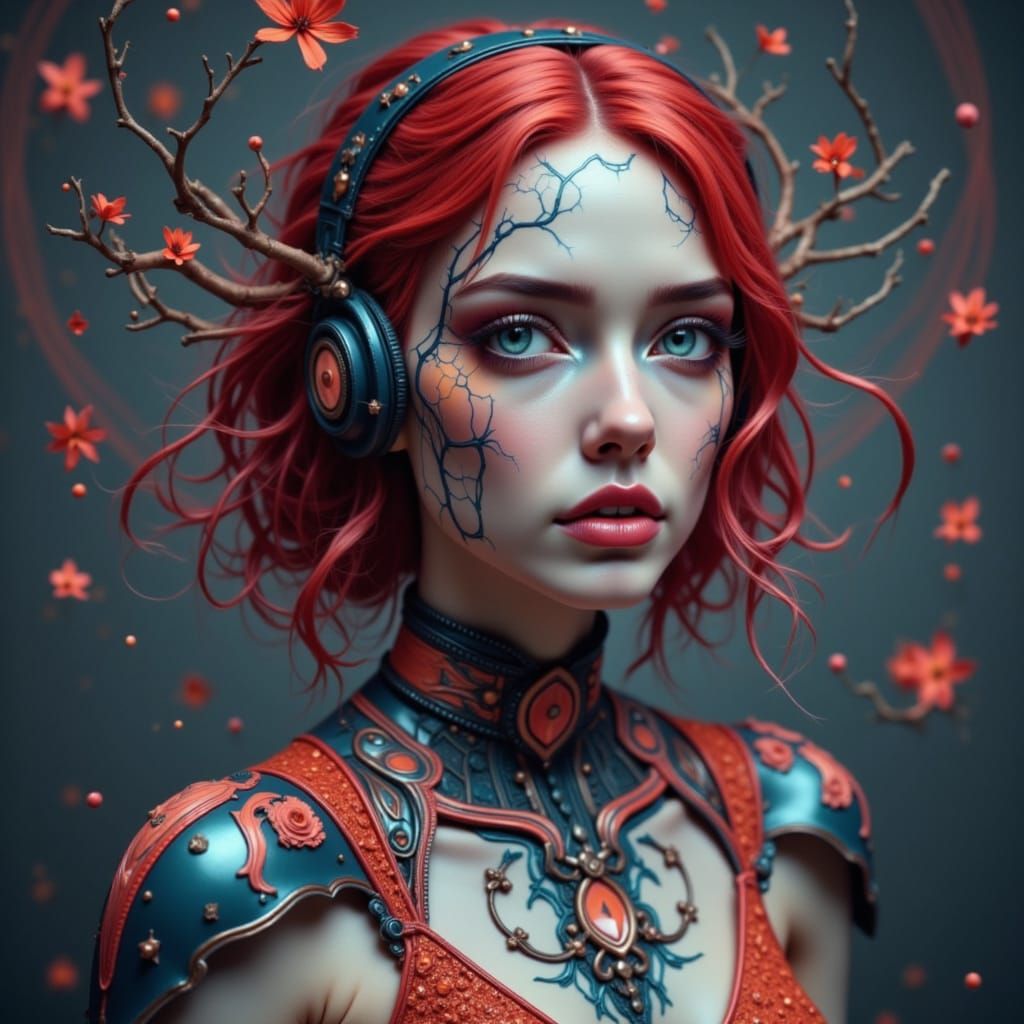 Man with Uncertain Expression in Cyberpunk Style