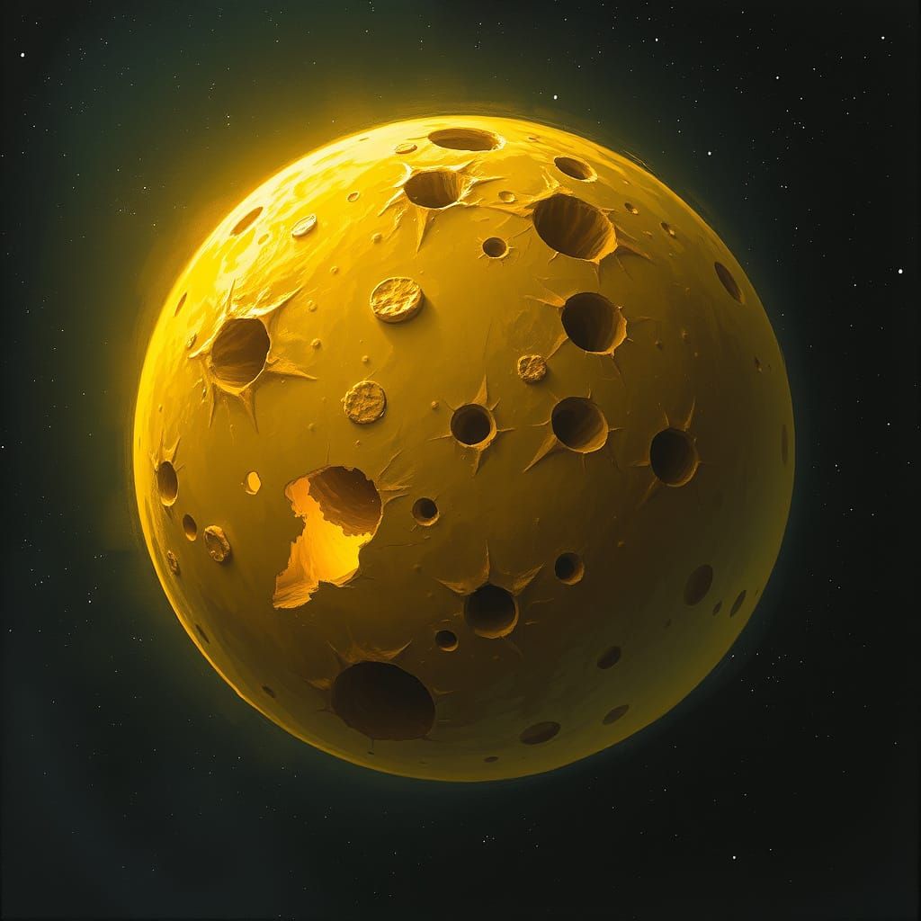Swiss Cheese Moon in Cosmic Dark Fantasy
