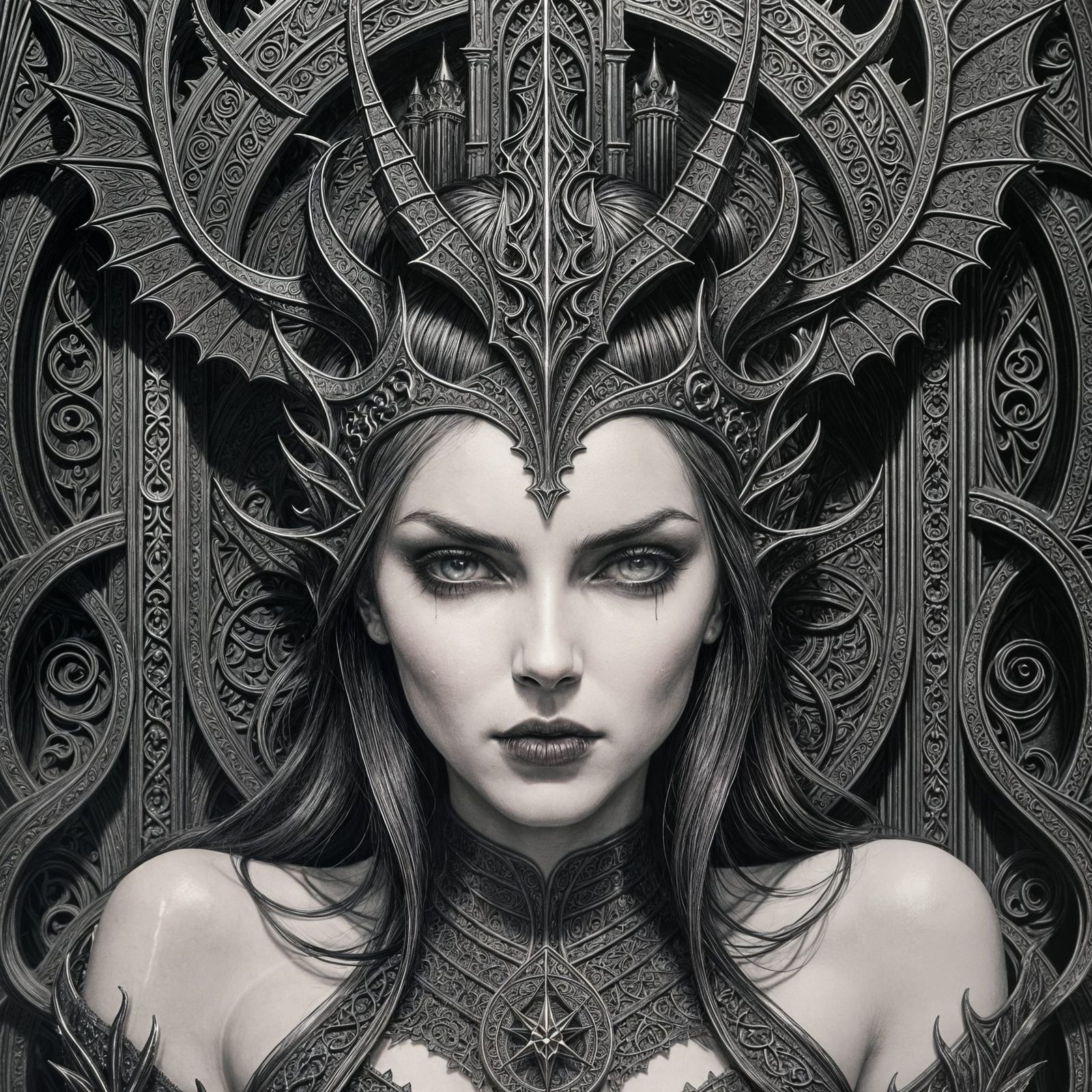 Gothic Lucifer in Ornate Throne Room