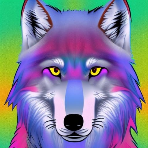 Trans Pride Wolf-Fox Hybrid in Abstract Art