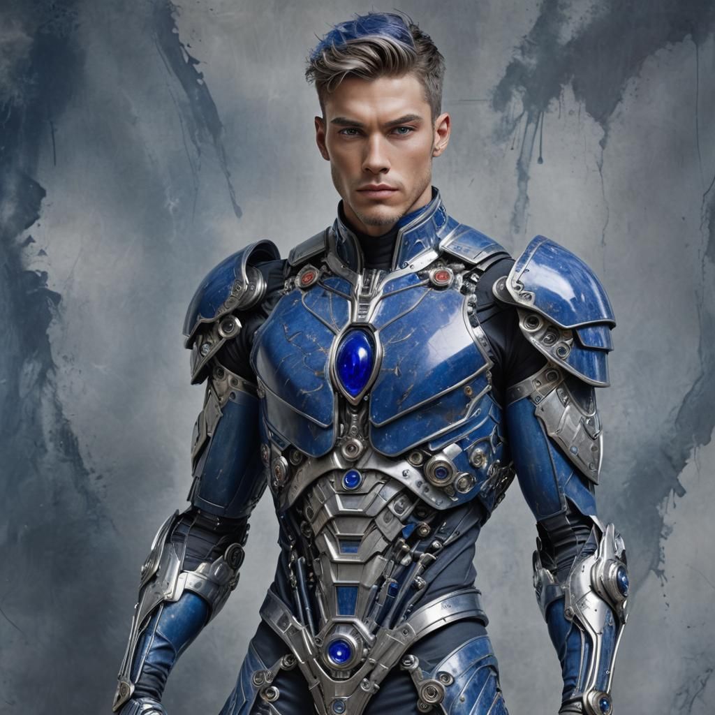 Lapis Lazuli Cyborg Portrait in Surrealism Style