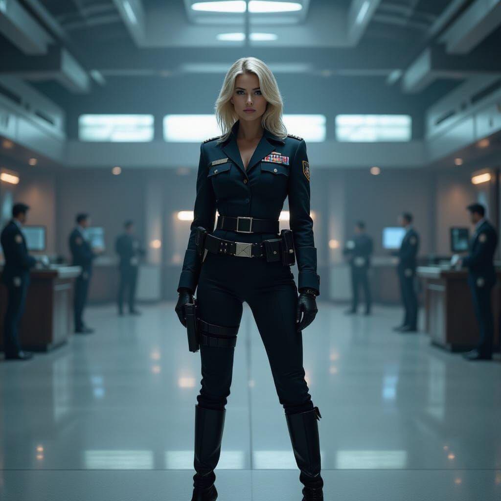 Dramatic Film Still of a Female Captain