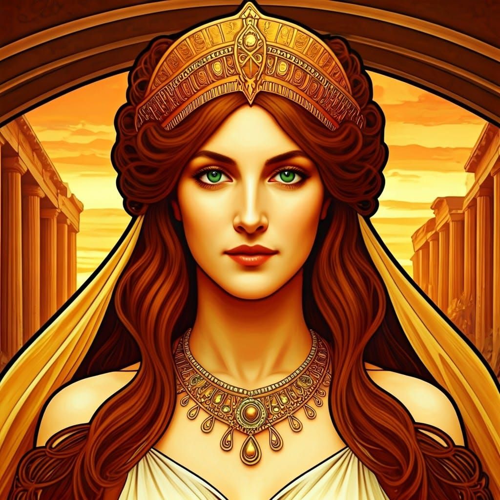 Helen of Troy Portrait in Art Nouveau Style