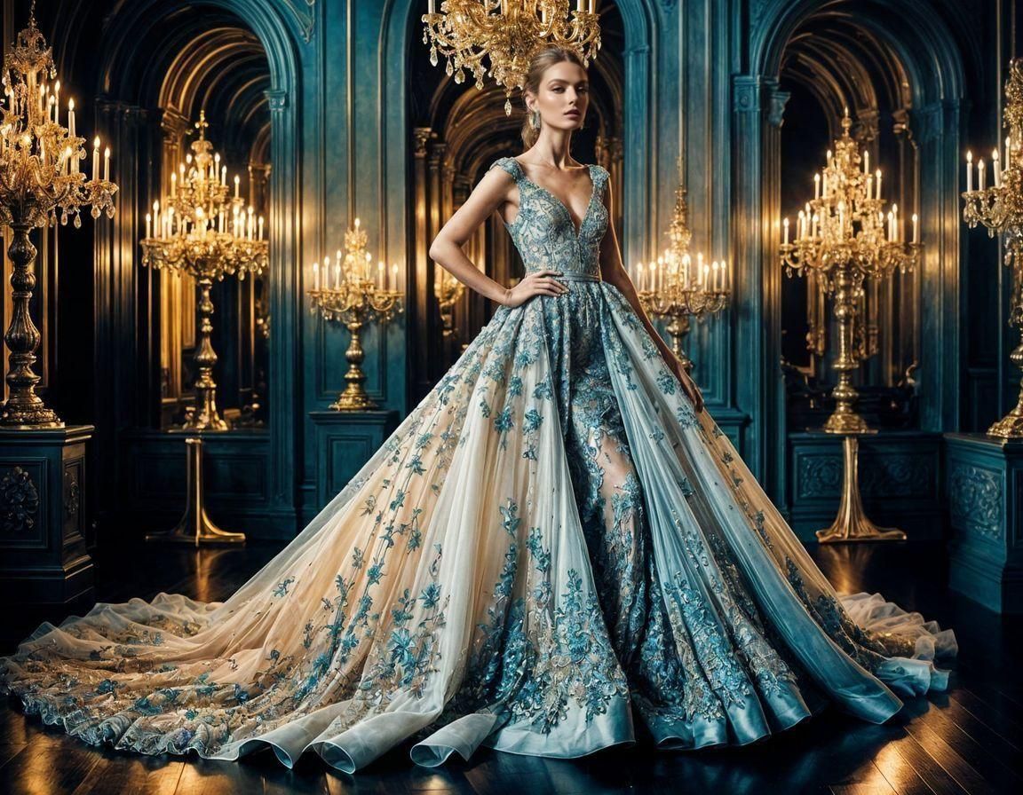 Bride in Tulle Dress, Photorealistic Fashion Portrait