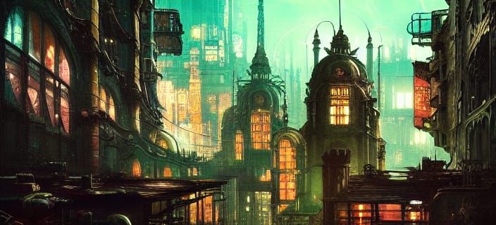 Post-Apocalyptic Victorian City at Night