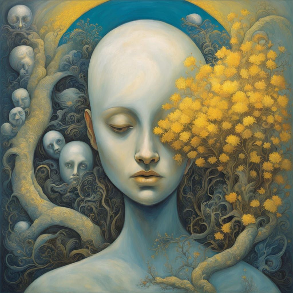 Ethereal Figure in Biomechanical Stormscape