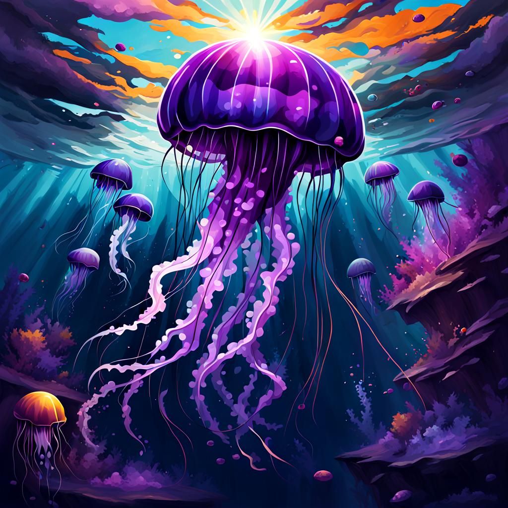 Mesmerizing purple jellyfish