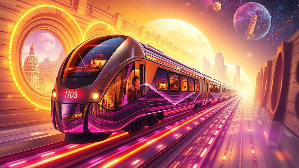 Timeless Hyper-Speed Train in a Cosmic Aesthetic