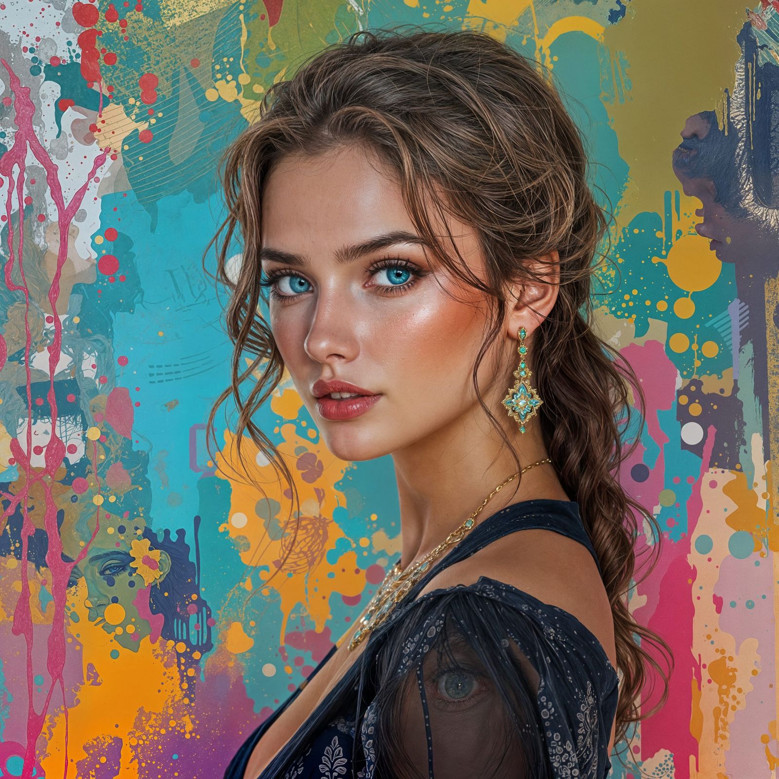 Hyperrealistic Portrait of a Woman in Splash Art Style