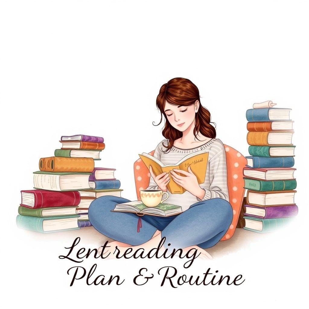 A Cozy Lent Reading Nook in Whimsical Watercolor Style