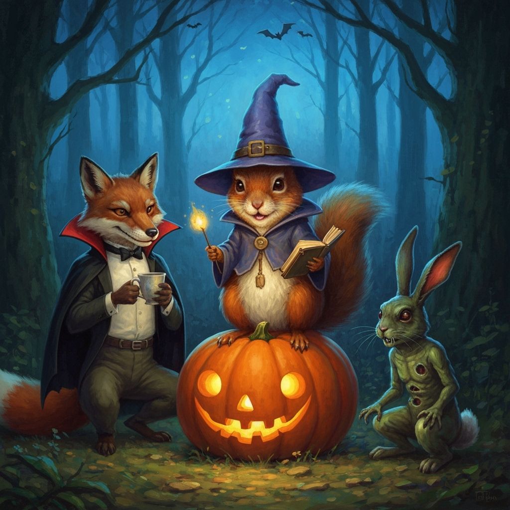 Wizard Squirrel and Costumed Critters in Eldritch Forest