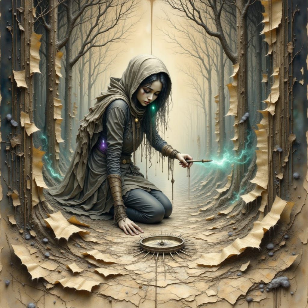 The Silent Cartographer in Ethereal Abstract Expressionism