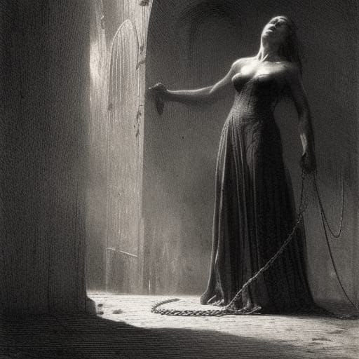 Woman Chained: A Horror Illustration