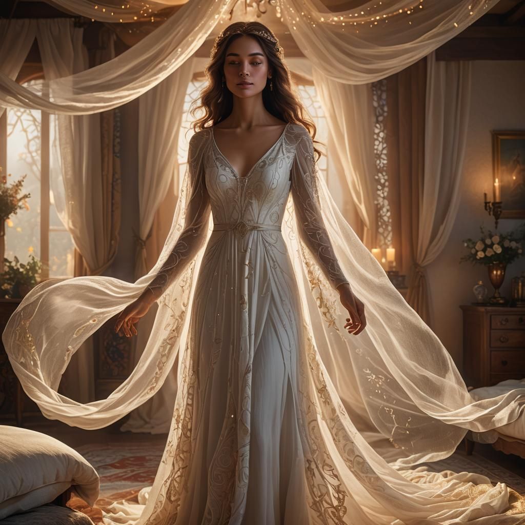 Ethereal Veil Dreamscape in Cozy Bedroom