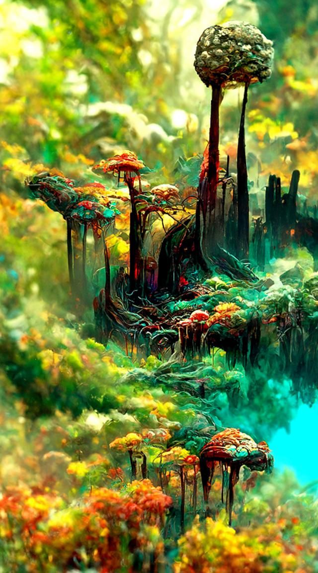 Mushroom Forest: Digital Illustration in Cel-Shaded Style