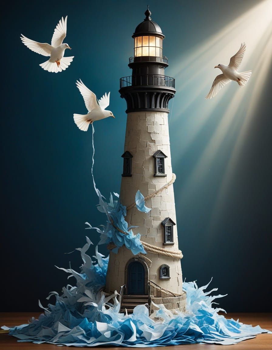 Giant Tabby Cat Climbs Lighthouse Scratching Post