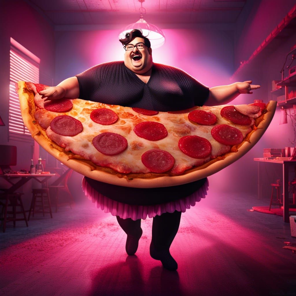 Humorous Ballerina Dance with Pizza Slice