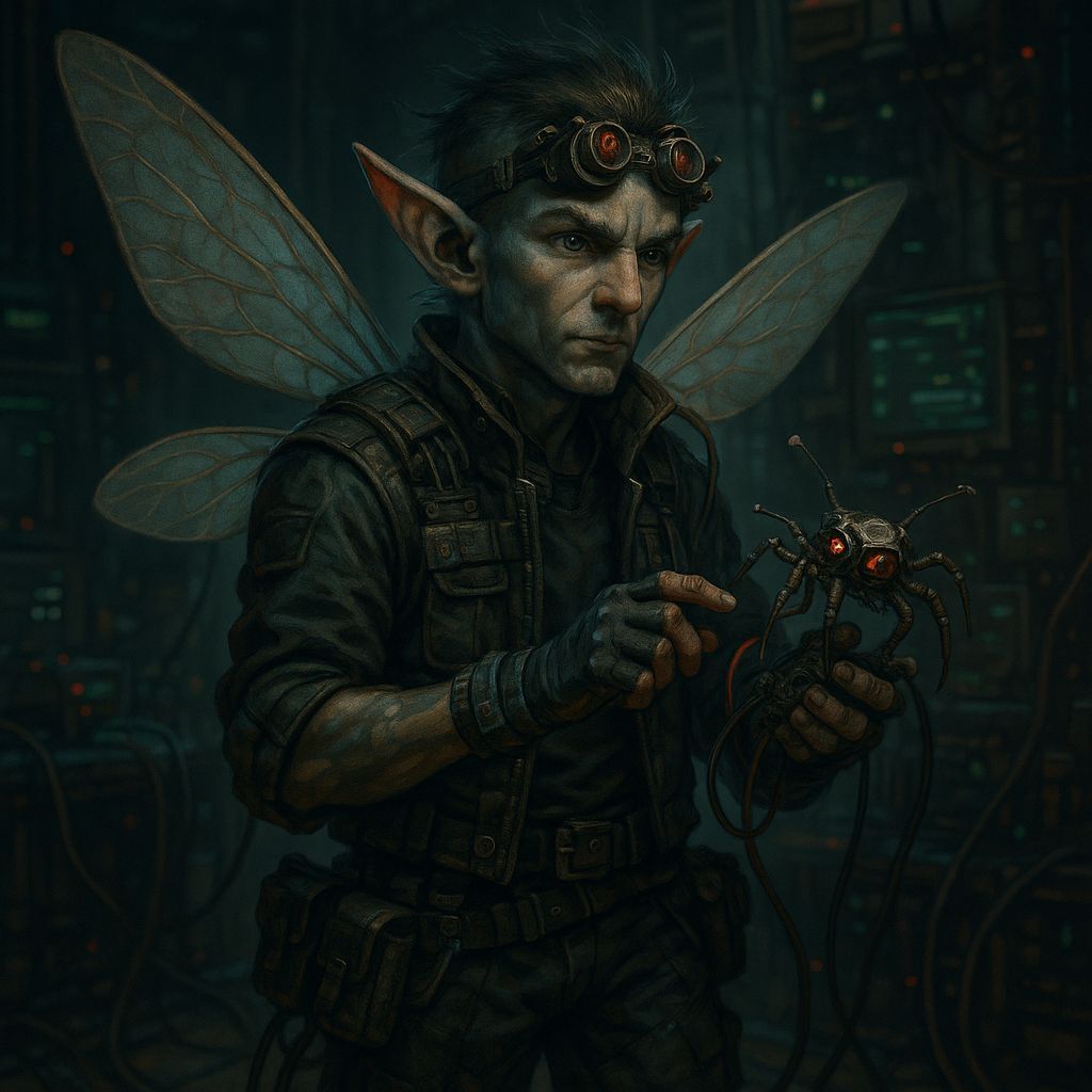 Male Pixie Rigger in Shadowrun Style