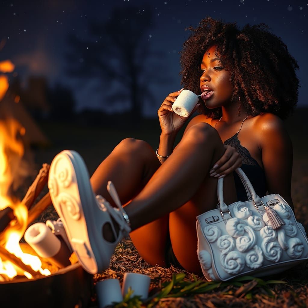 Marshmallow Dreams: Surreal Campfire Night