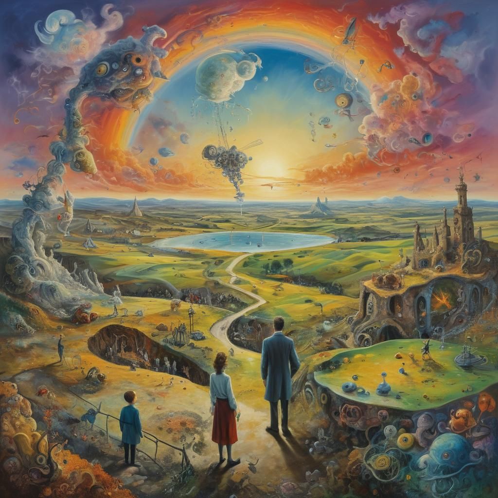 Surreal World of Bizarre Wonders as Oil Painting