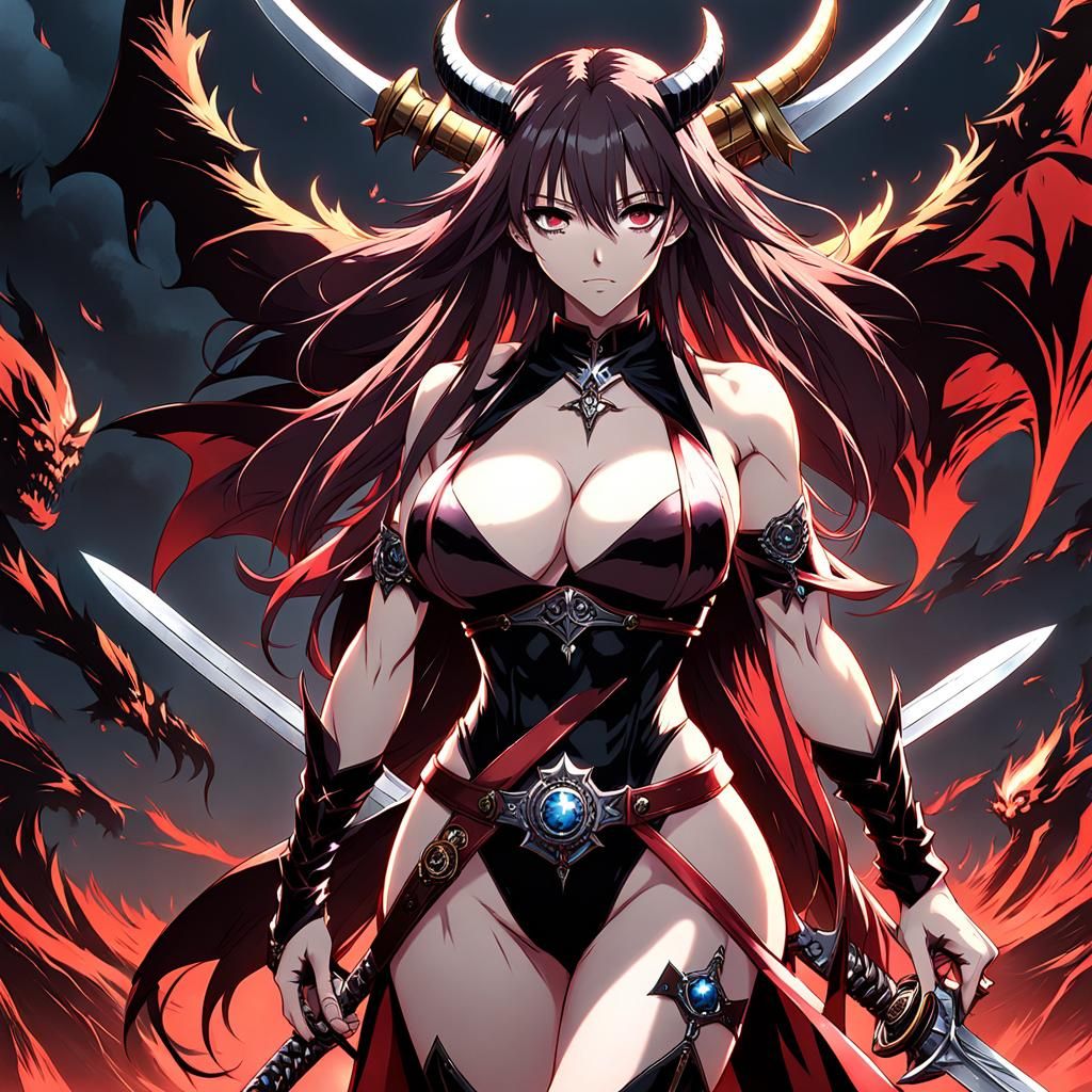 Anime Undead Demon with Swords