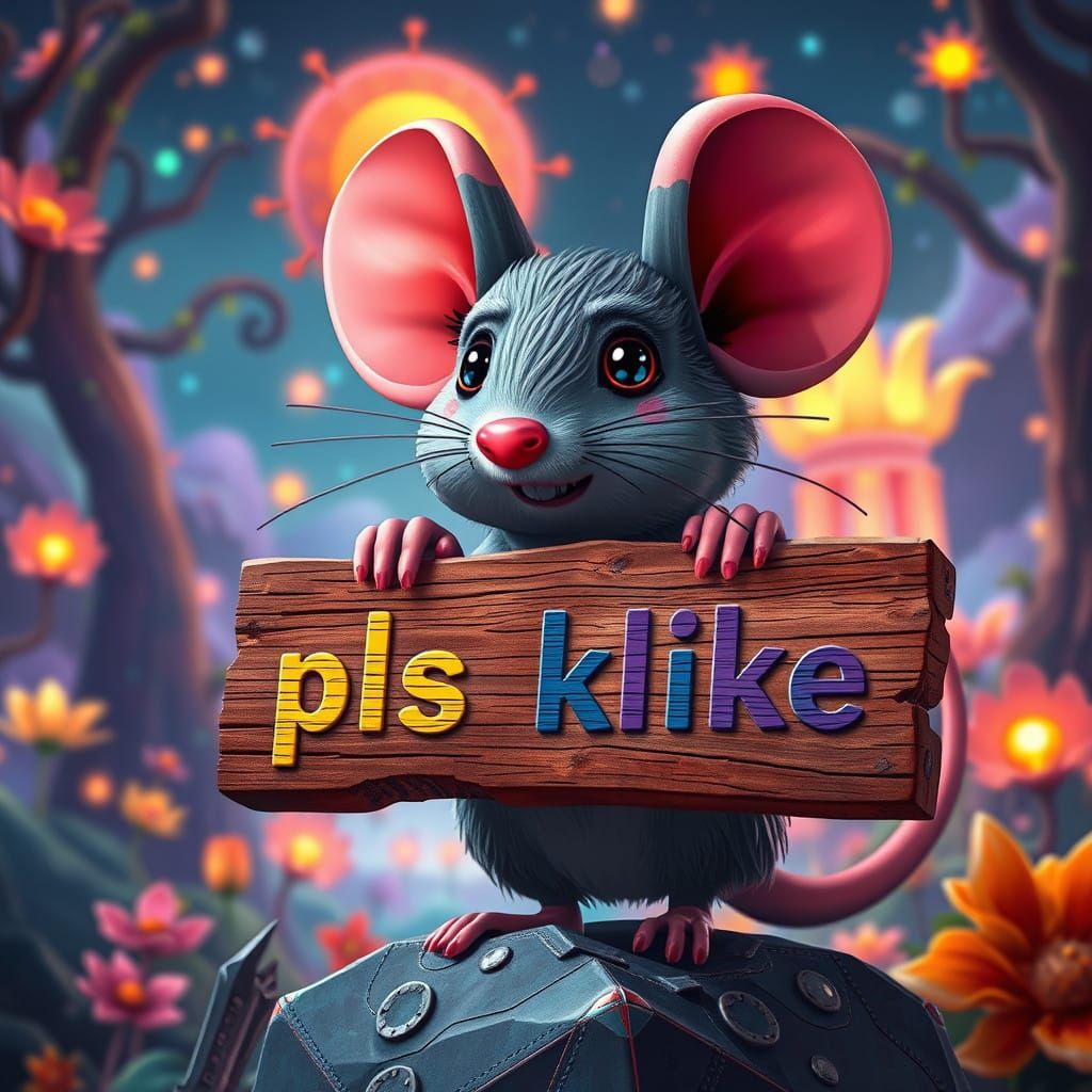 Vibrant Pixel Block Mouse in a Fantastical Realm